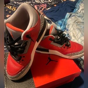 Red retro cement Air Jordan 3's